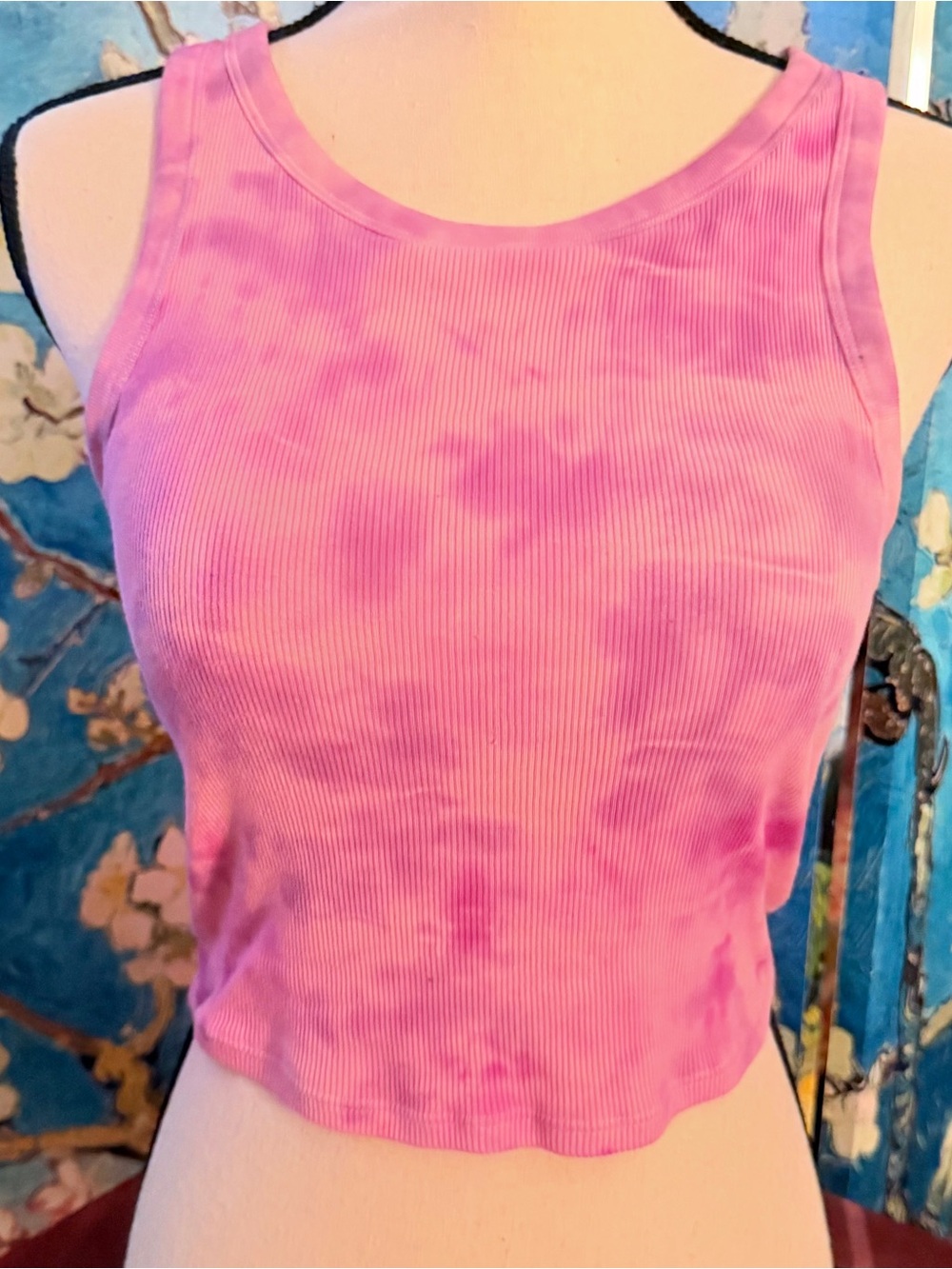 Uniqlo Pink Tie-Dye Ribbed Cropped Tank